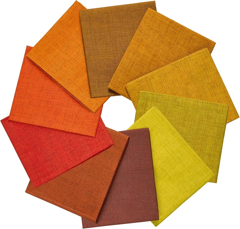 craftido - 11 Options Solids with Tweed Tonals - Assorted Color Cotton Quilting Fabric Bundles 10pcs Fat Quarters 18"x21" - Medium Weight 5.2oz - for Quilting, Sewing and Crafts - Autumn Hues - Image 2